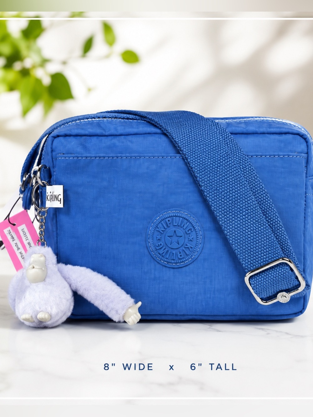 Kipling Blue Crossbody Bag w/ Jana Monkey Keychain NWT